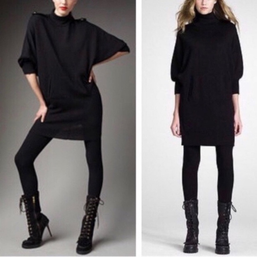 Tory Burch Black Jacinthe Turtleneck Sweater Dress